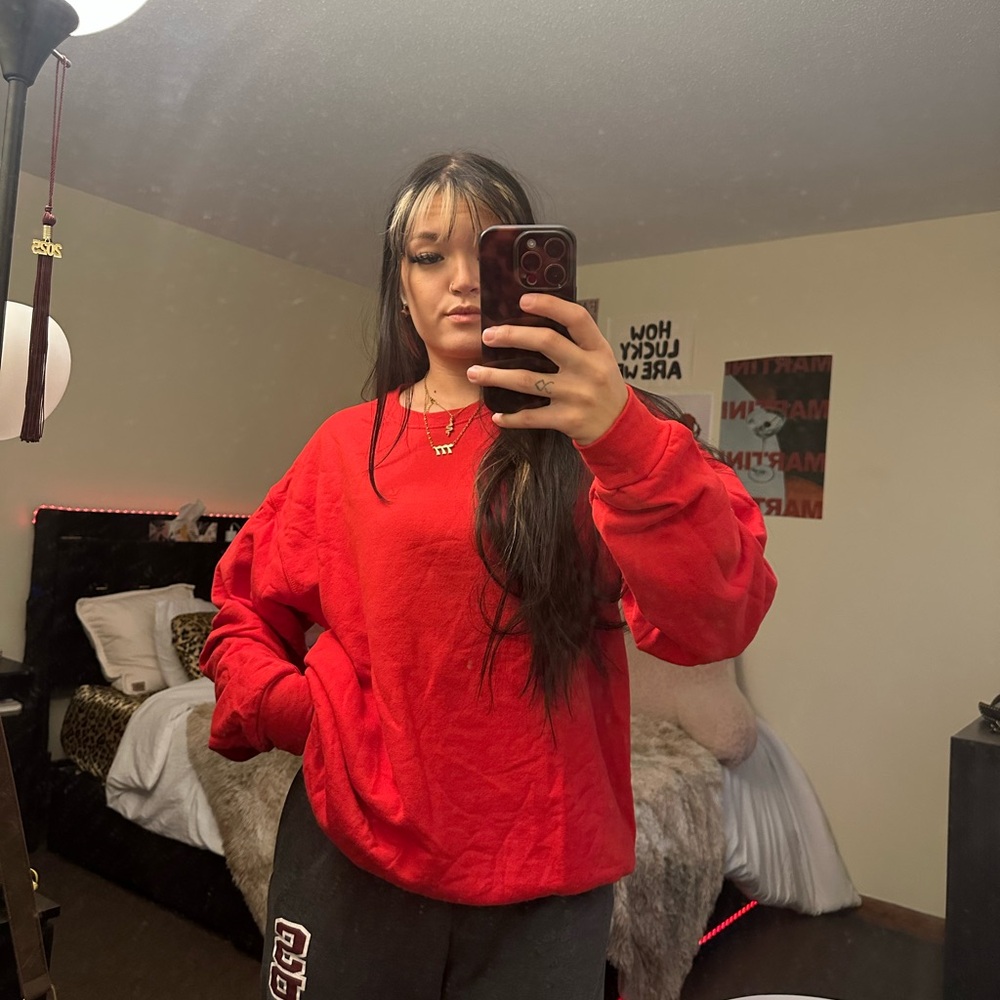 Fruit of the Loom Red Women's Crewneck Sweatshirt